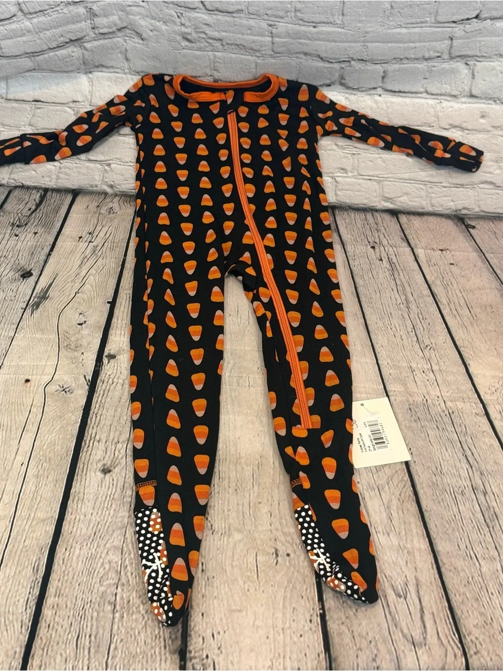 Kickee Pants Halloween Candy Corn Bamboo Footie Romper